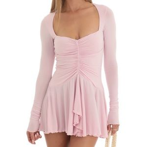 Lucy in the sky Ruched Sweetheart Neck Dress in Pink